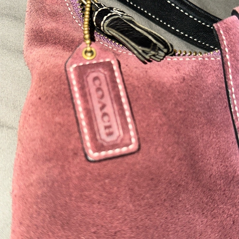 Vintage Coach Burgundy Suede Women's wristlet.